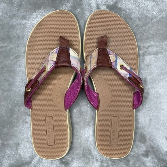 Sperry Top-Sider Plaid Flip Flop Sandals Women's Size 7 1/2 - Picture 1 of 9